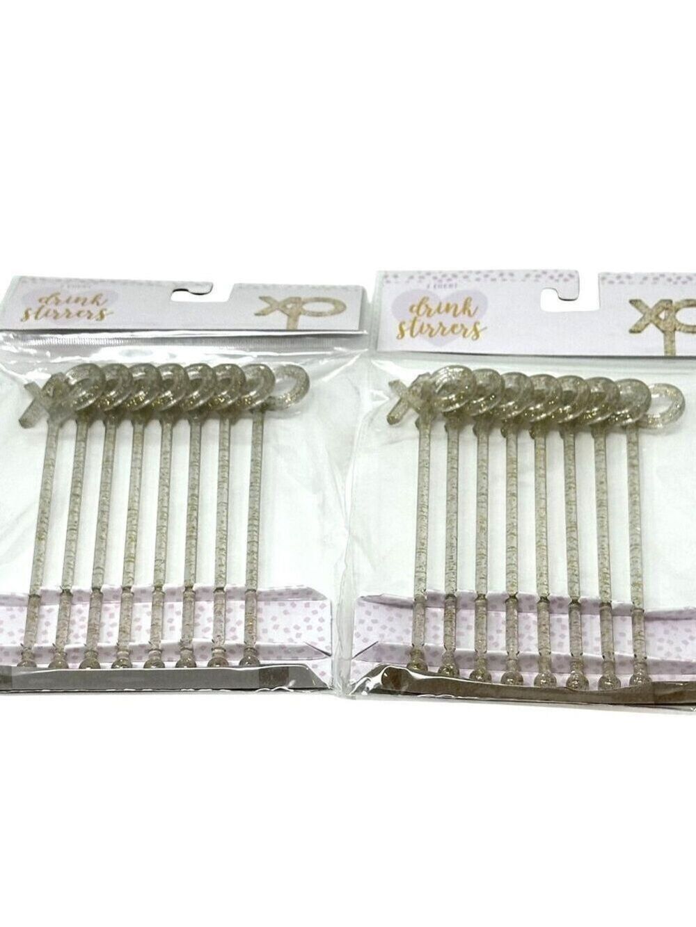 Set of 2 XO Glitter Drink Stirrers Valentine Cocktail Swizzle Sticks Barware